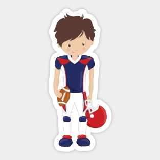 Rugby, American Football, Cute Boy, Brown Hair Sticker